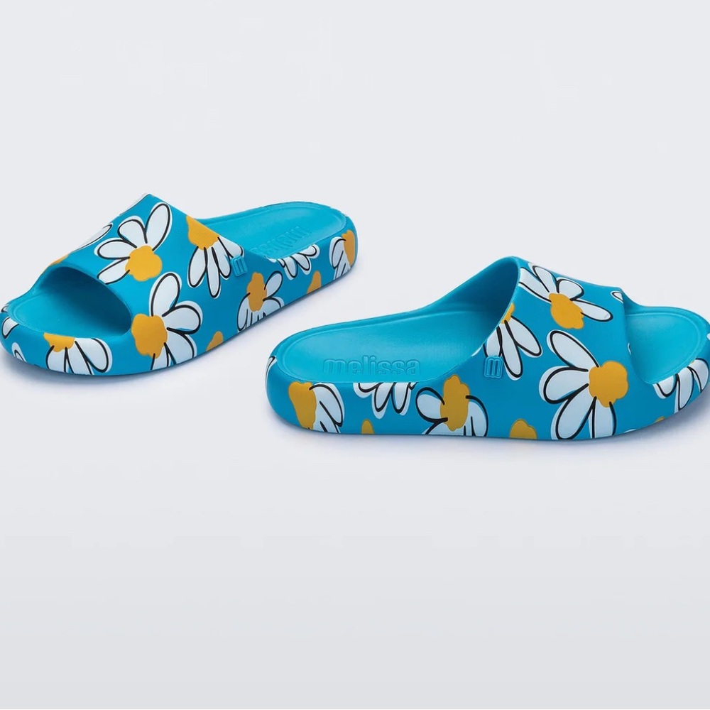 Melissa Kids Blue Floral Slides